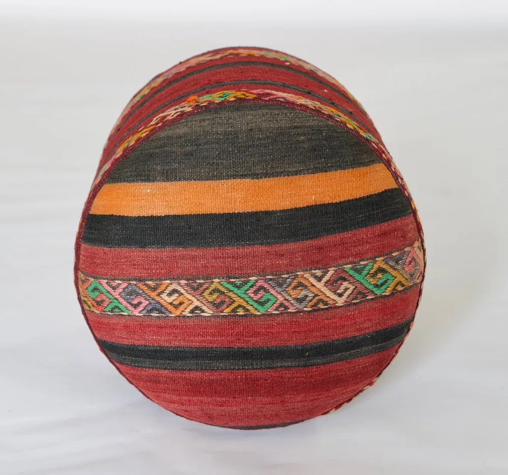 Solid Cylinder Shaped Kilim Stool