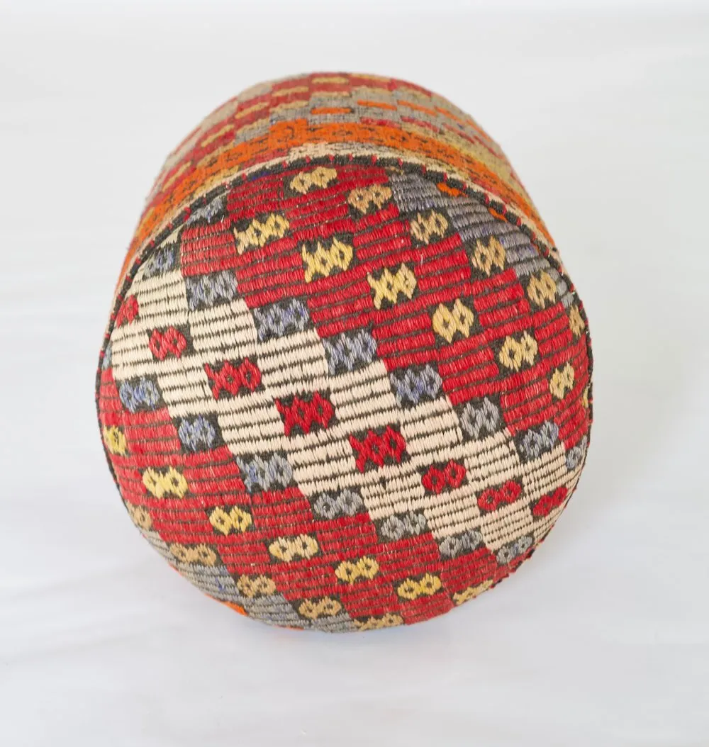 Solid Cylinder Shaped Kilim Stool
