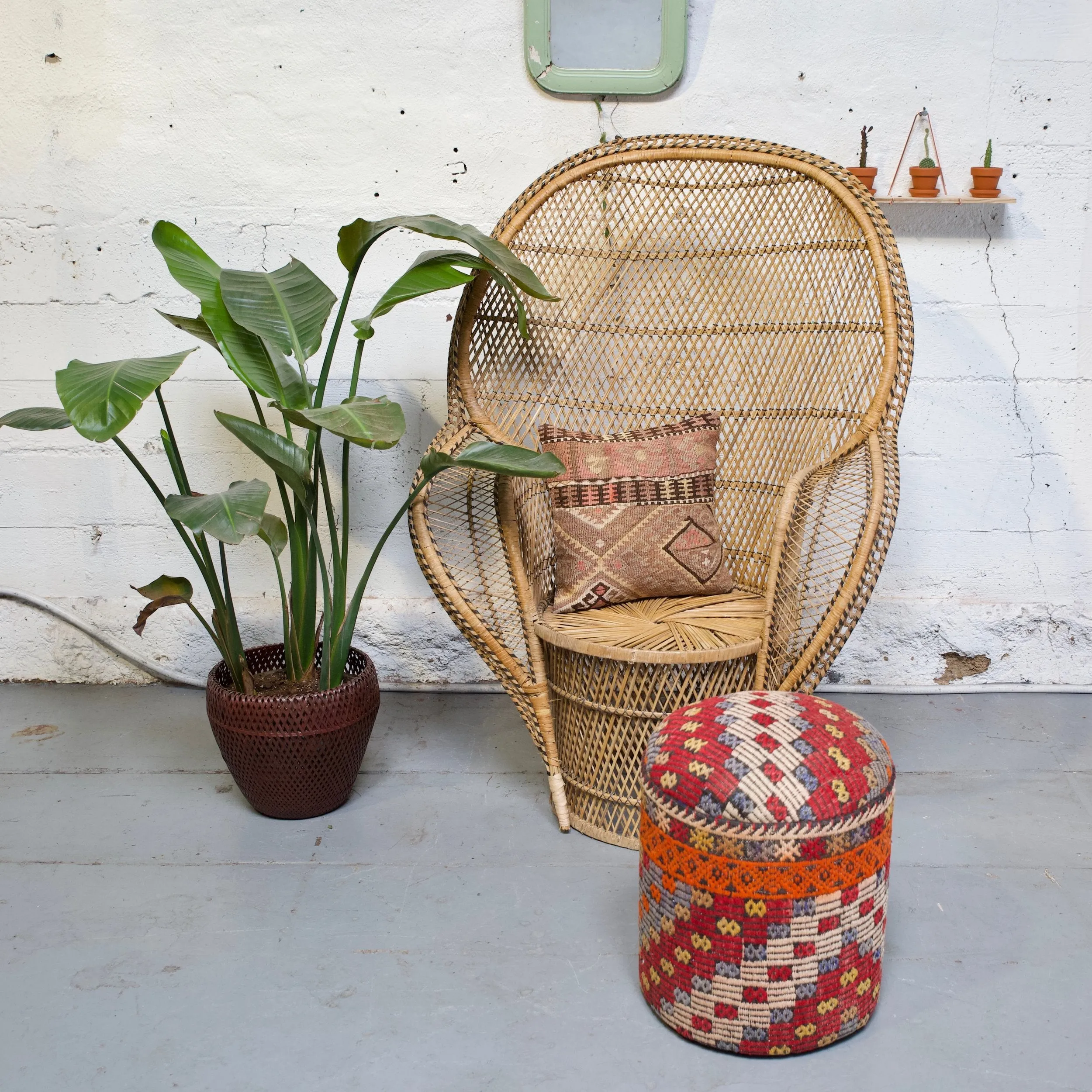 Solid Cylinder Shaped Kilim Stool