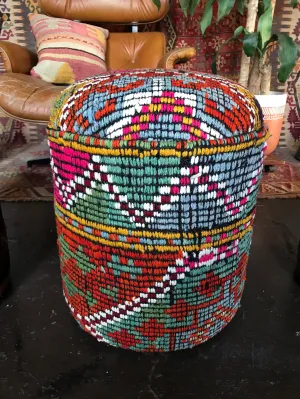 Solid Cylinder Shaped Kilim Stool