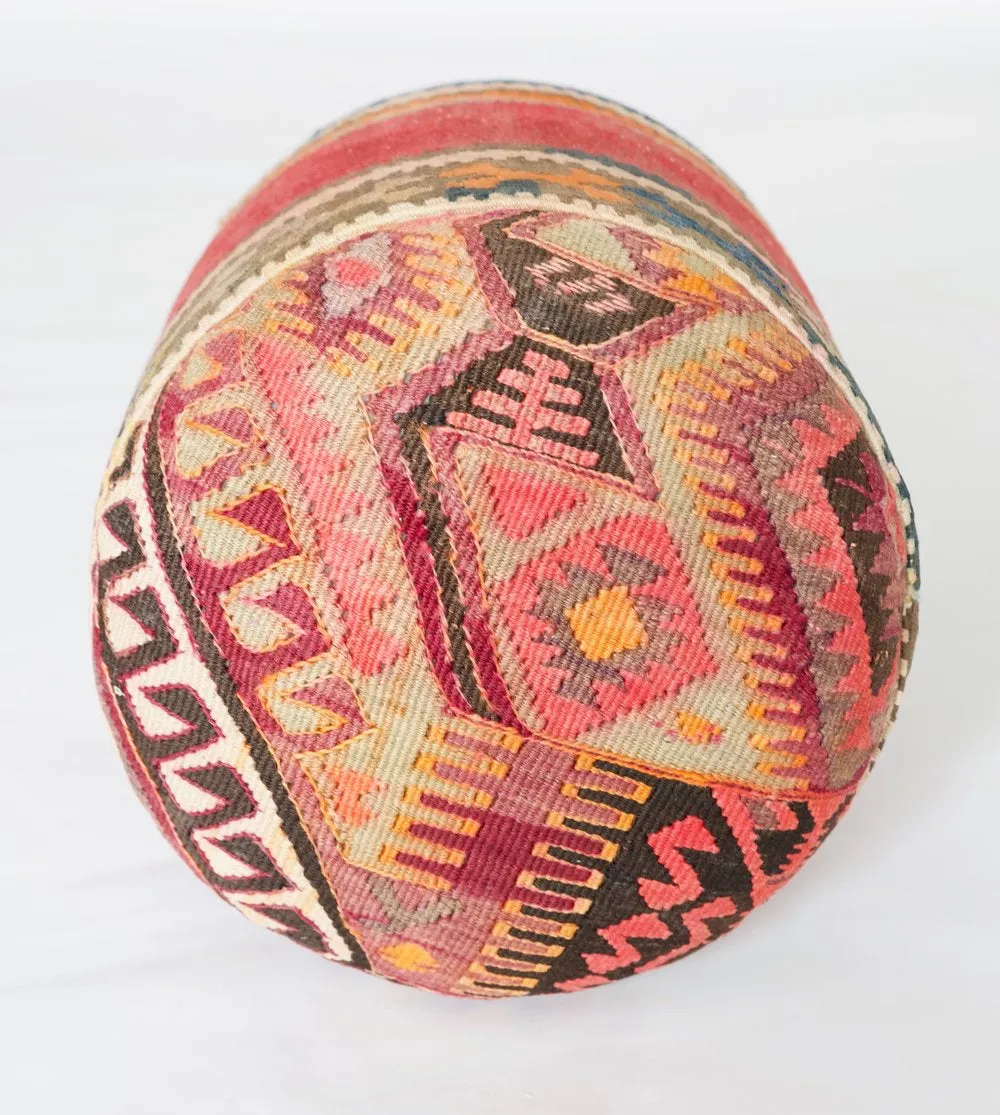 Solid Cylinder Shaped Kilim Stool
