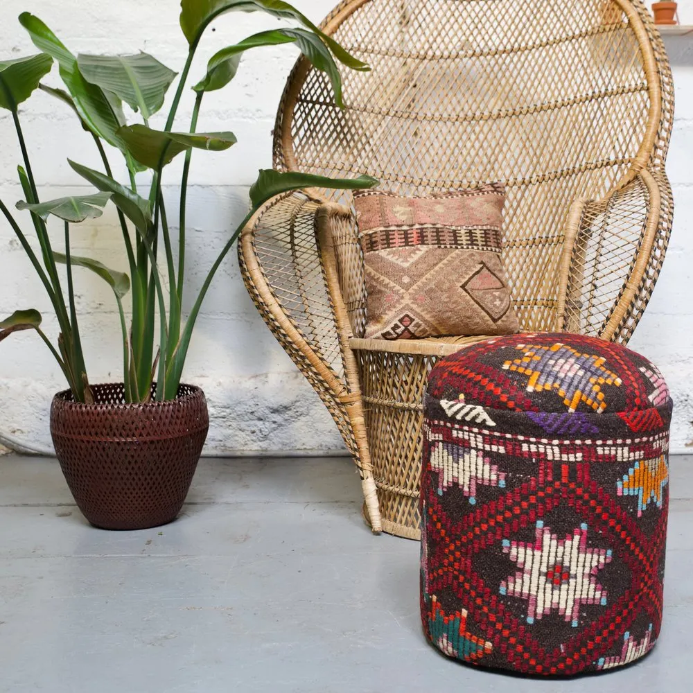 Solid Cylinder Shaped Kilim Stool