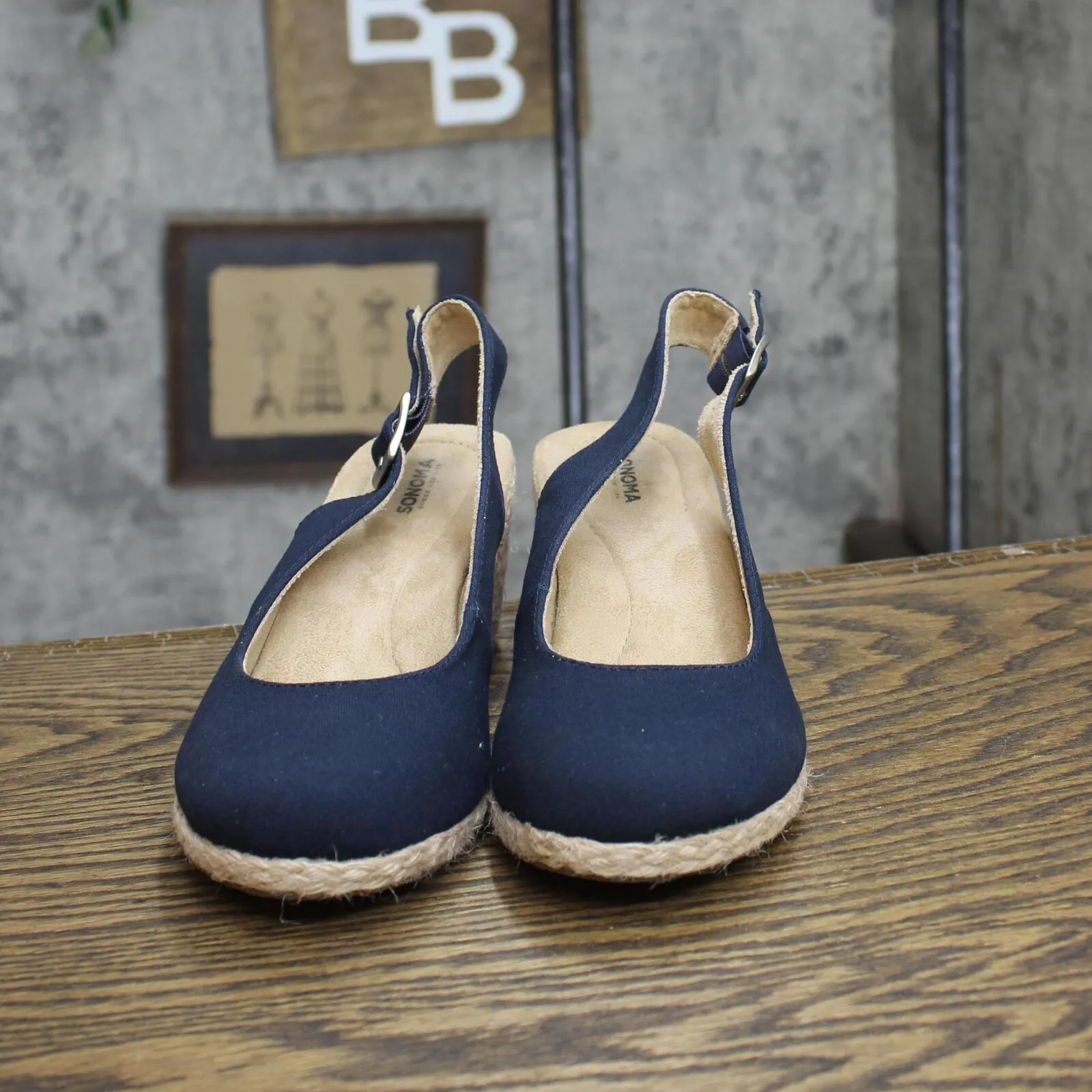 Sonoma Douglas Fir Wedge Womens Espadrille Wedge Sandals Navy Blue 7M