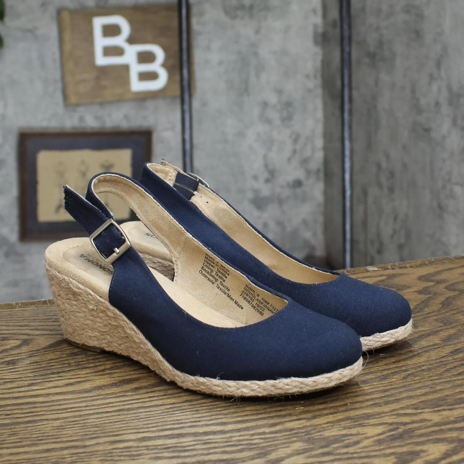 Sonoma Douglas Fir Wedge Womens Espadrille Wedge Sandals Navy Blue 7M
