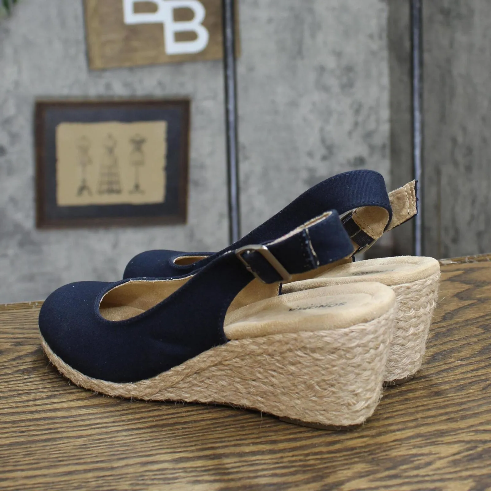 Sonoma Douglas Fir Wedge Womens Espadrille Wedge Sandals Navy Blue 7M