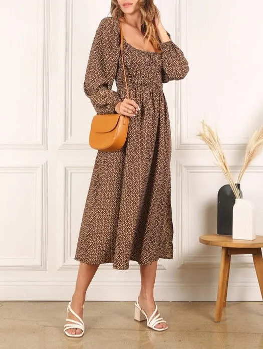 Square neck vintage puff dress