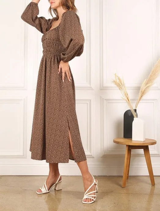 Square neck vintage puff dress