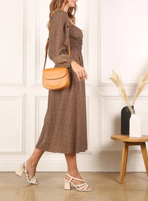 Square neck vintage puff dress