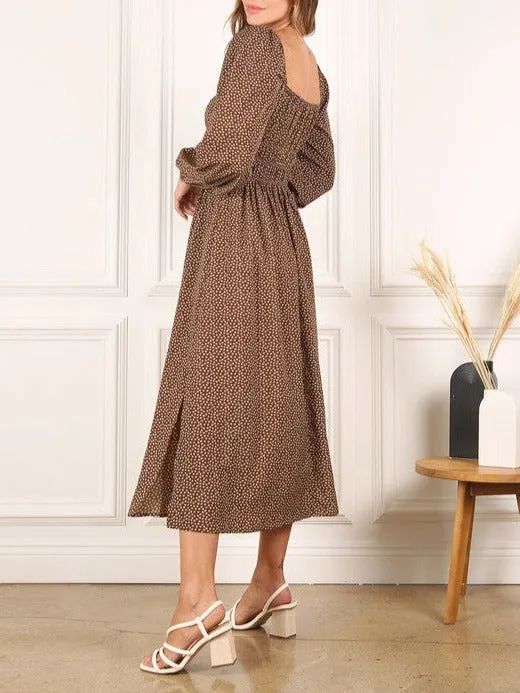 Square neck vintage puff dress