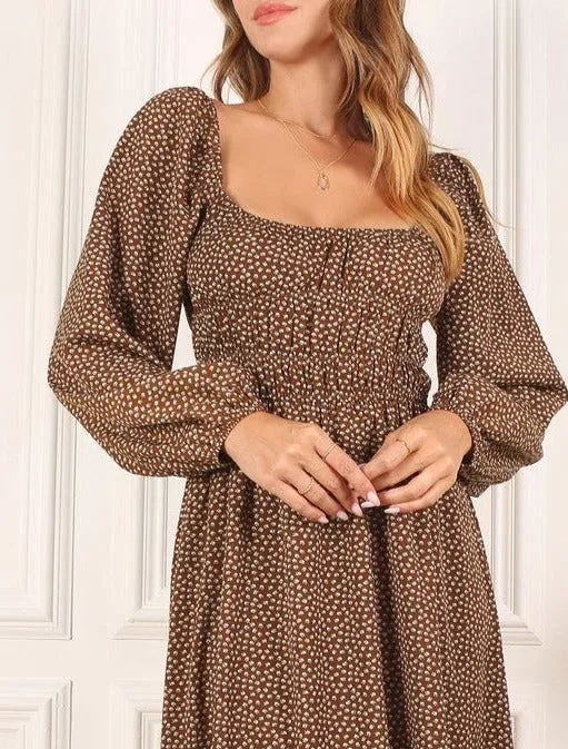 Square neck vintage puff dress