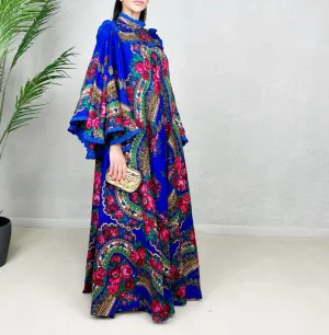 SS22 FOLK PRINT COTTON FLARE DRESS