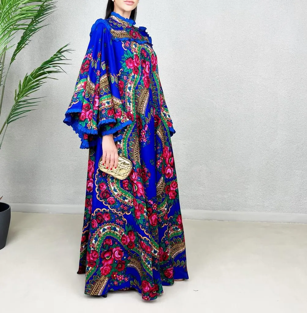 SS22 FOLK PRINT COTTON FLARE DRESS