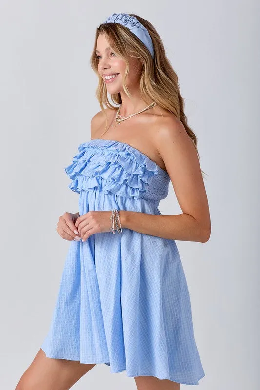 Strapless Frilled Torso Mini Dress