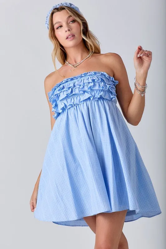 Strapless Frilled Torso Mini Dress