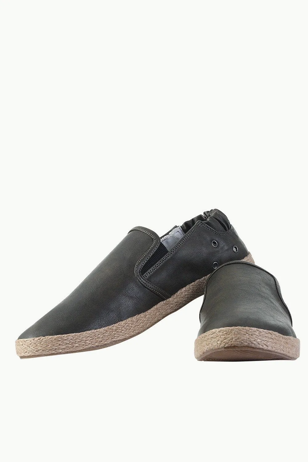 Stretchable Faux Leather Espadrilles