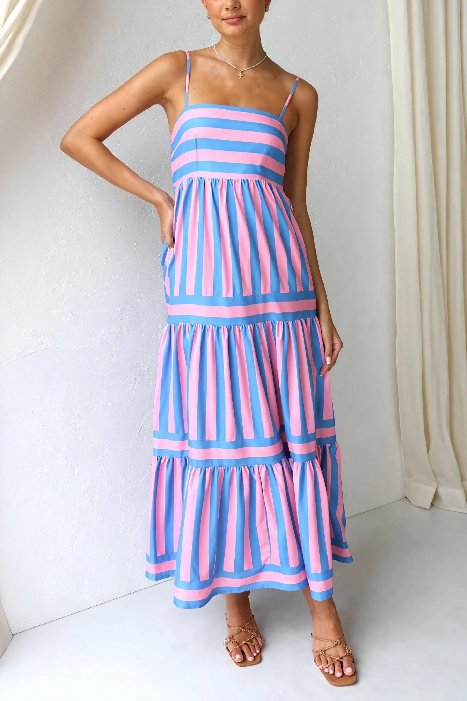 Striped Maxi Dress with Pockets