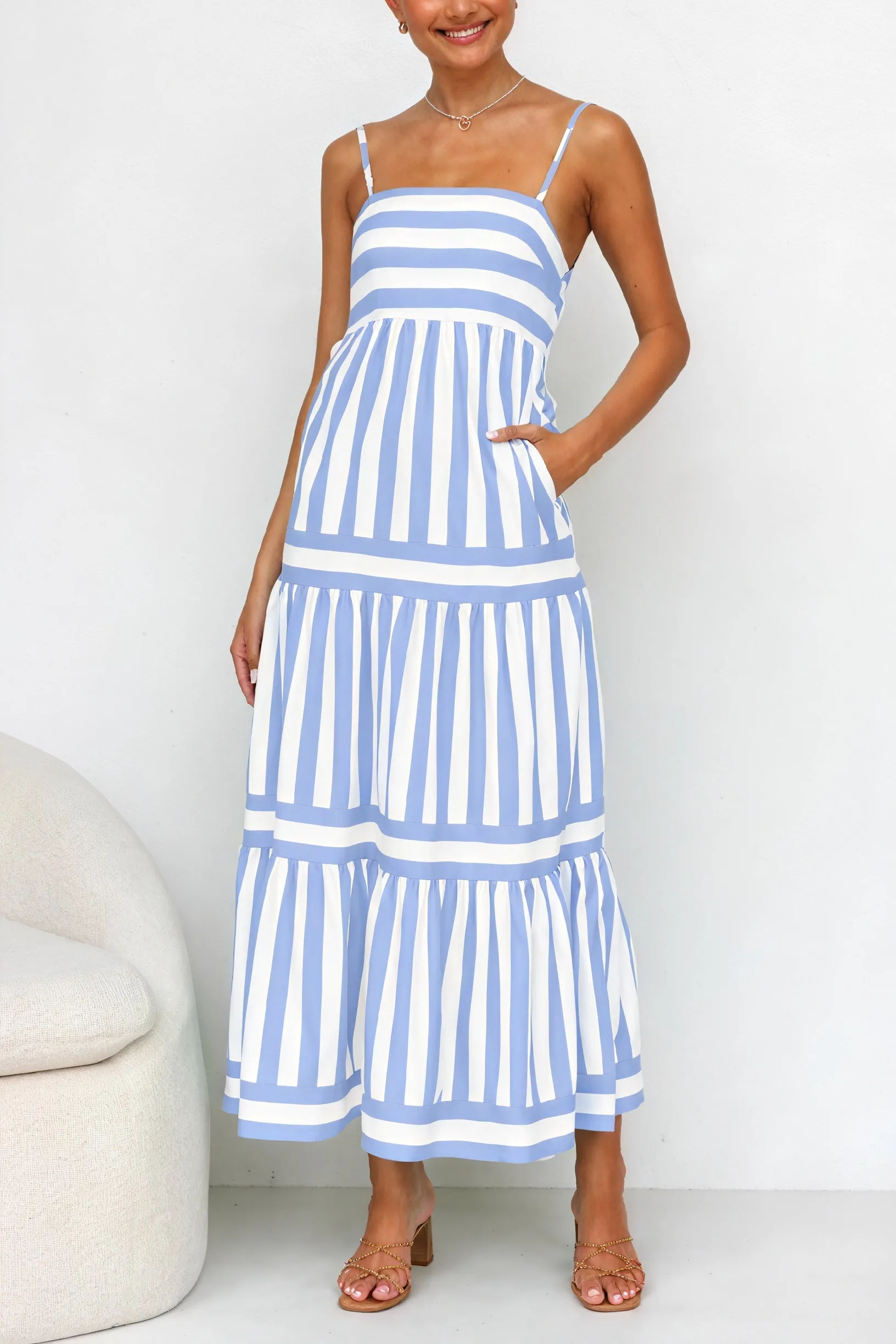 Striped Maxi Dress with Pockets