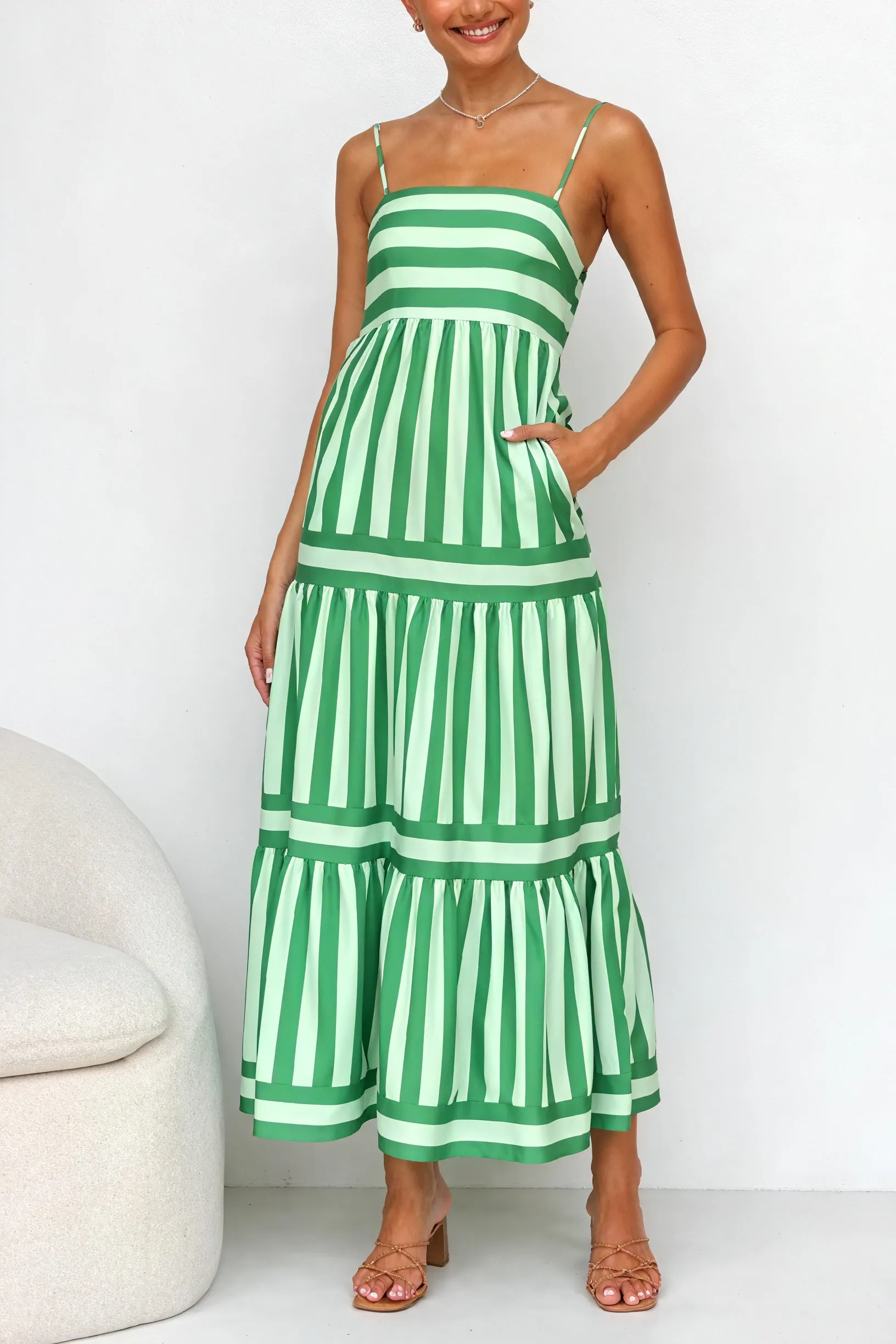 Striped Maxi Dress with Pockets