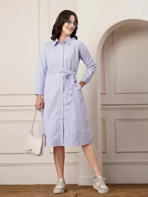 Style Quotient Women striped formal shirt dress