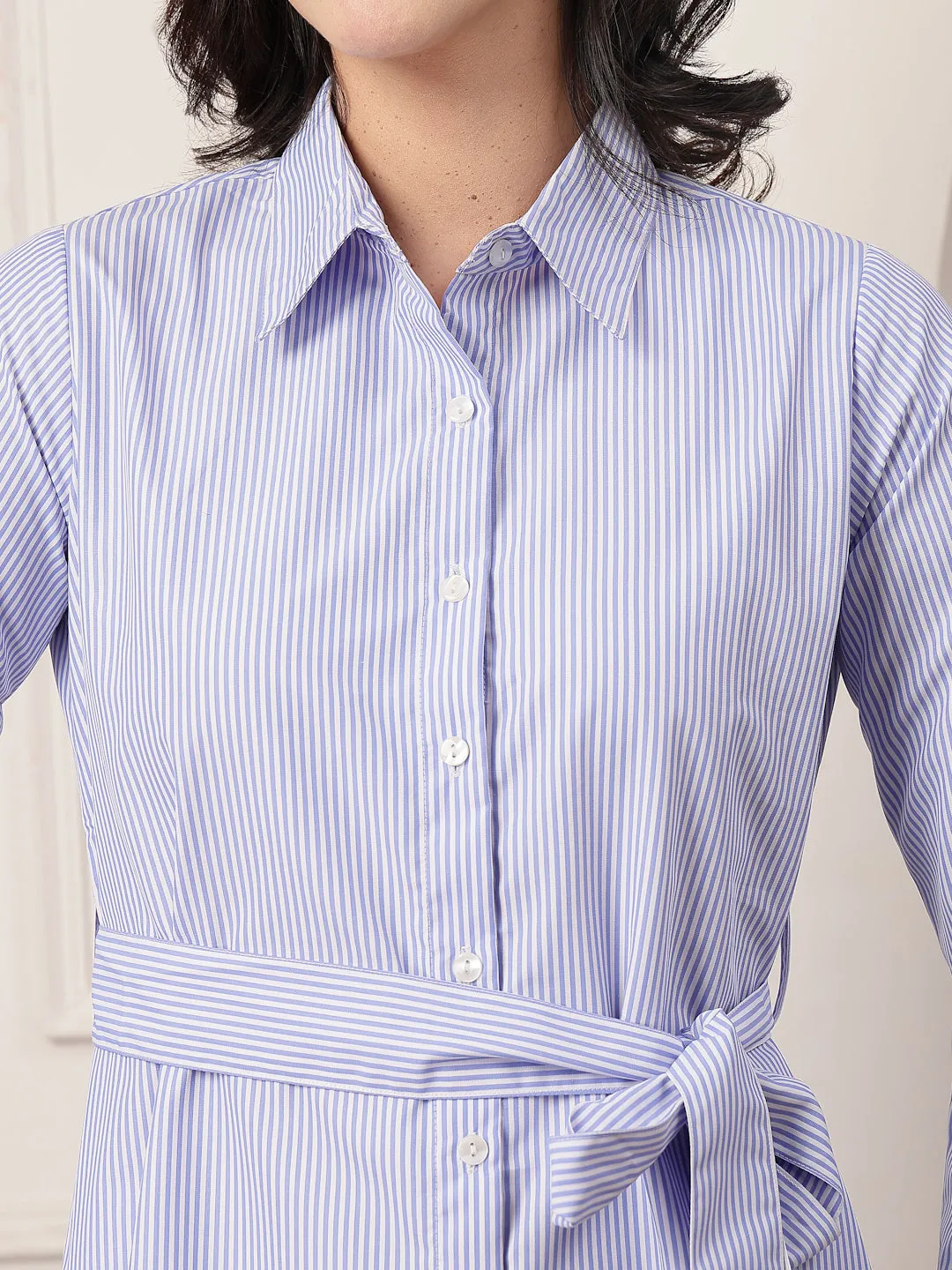 Style Quotient Women striped formal shirt dress