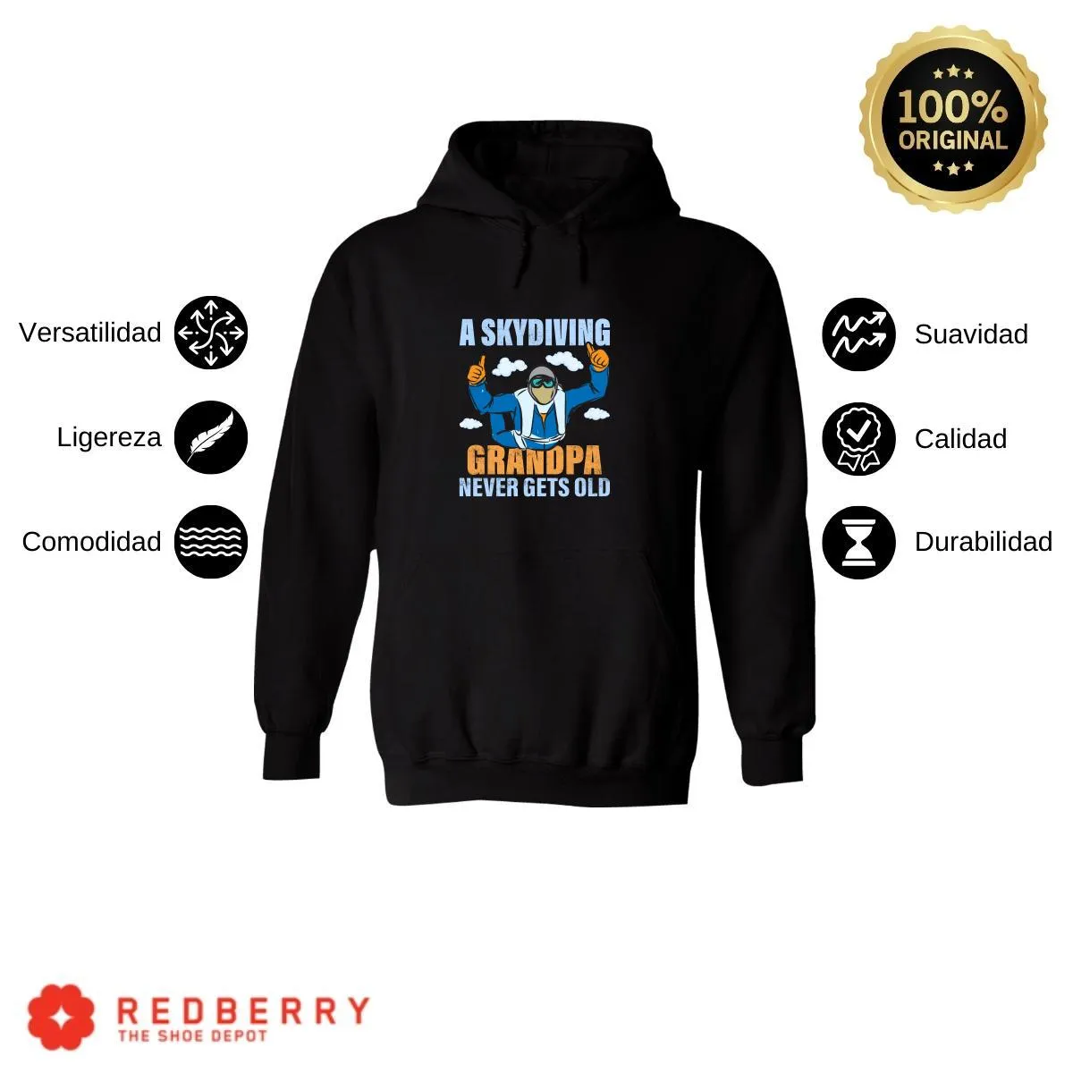 Sudadera Hombre  Hoodie Paracaidismo Deporte Vintage 001