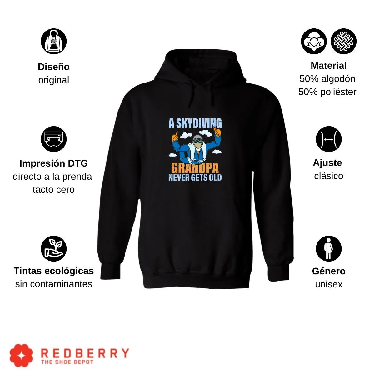 Sudadera Hombre  Hoodie Paracaidismo Deporte Vintage 001