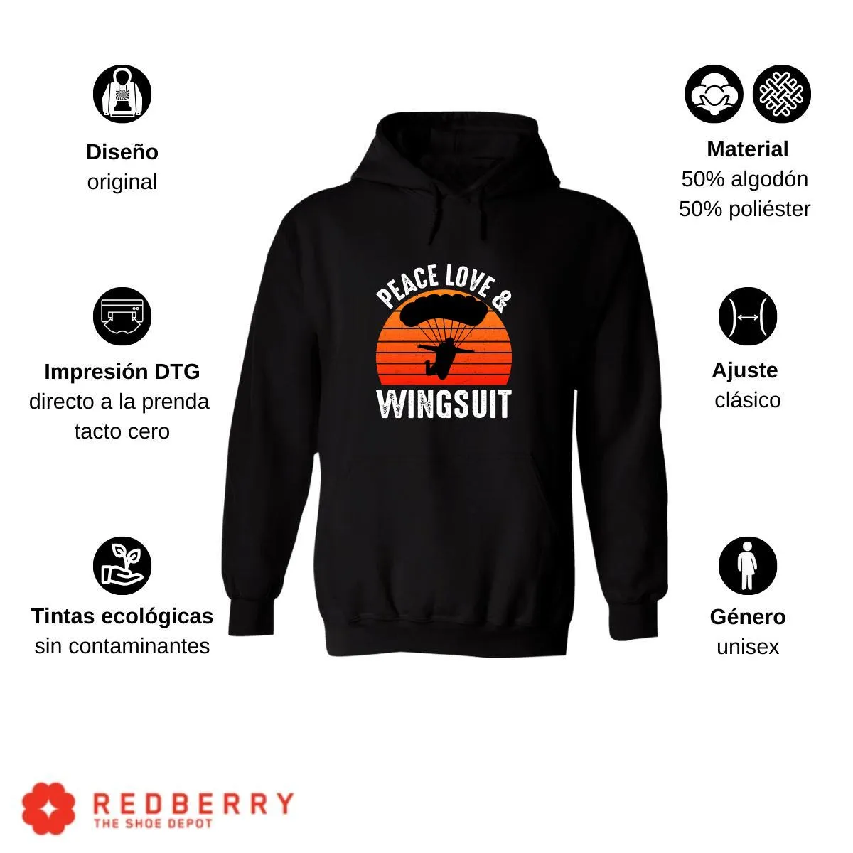 Sudadera Hombre  Hoodie Paracaidismo Deporte Vintage 029