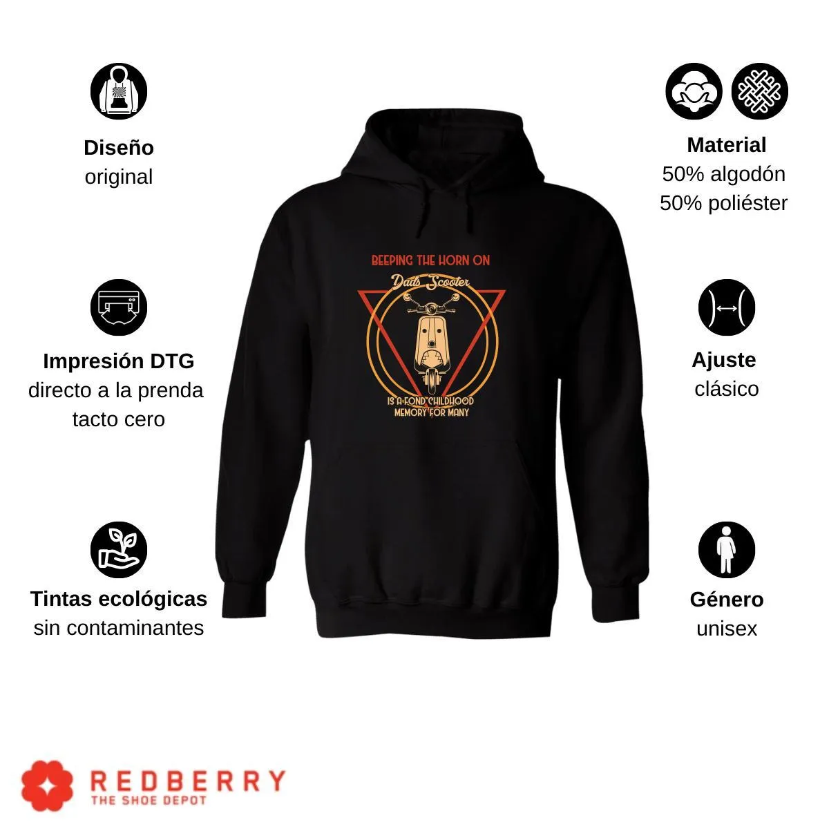 Sudadera Hombre  Hoodie Scooter Moto Biker Vintage 005
