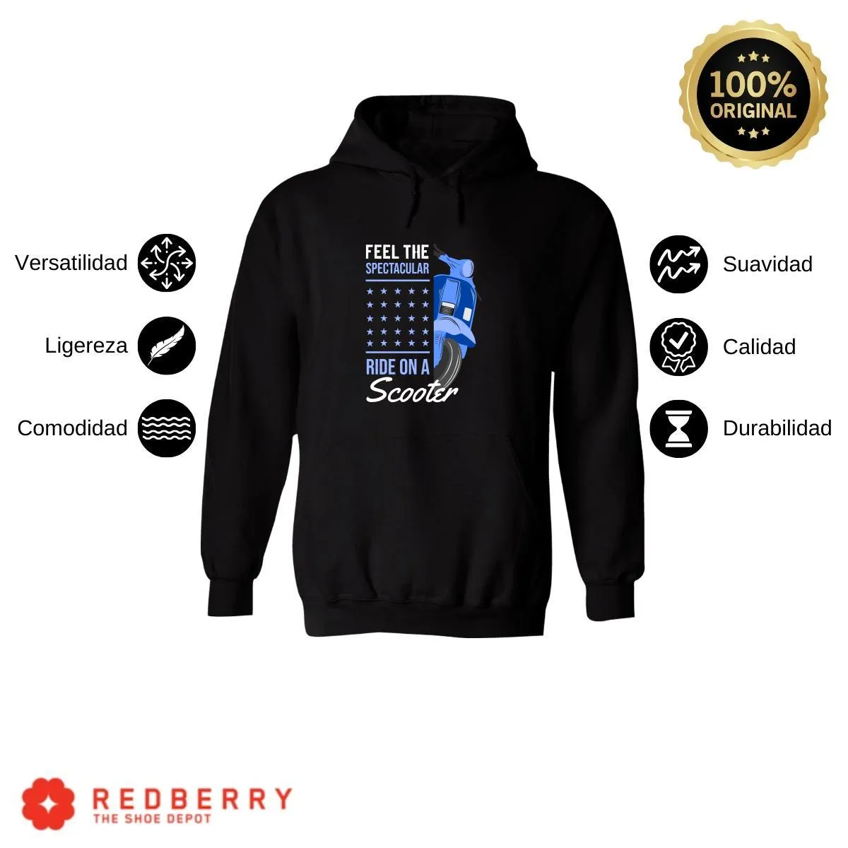 Sudadera Hombre  Hoodie Scooter Moto Biker Vintage 009