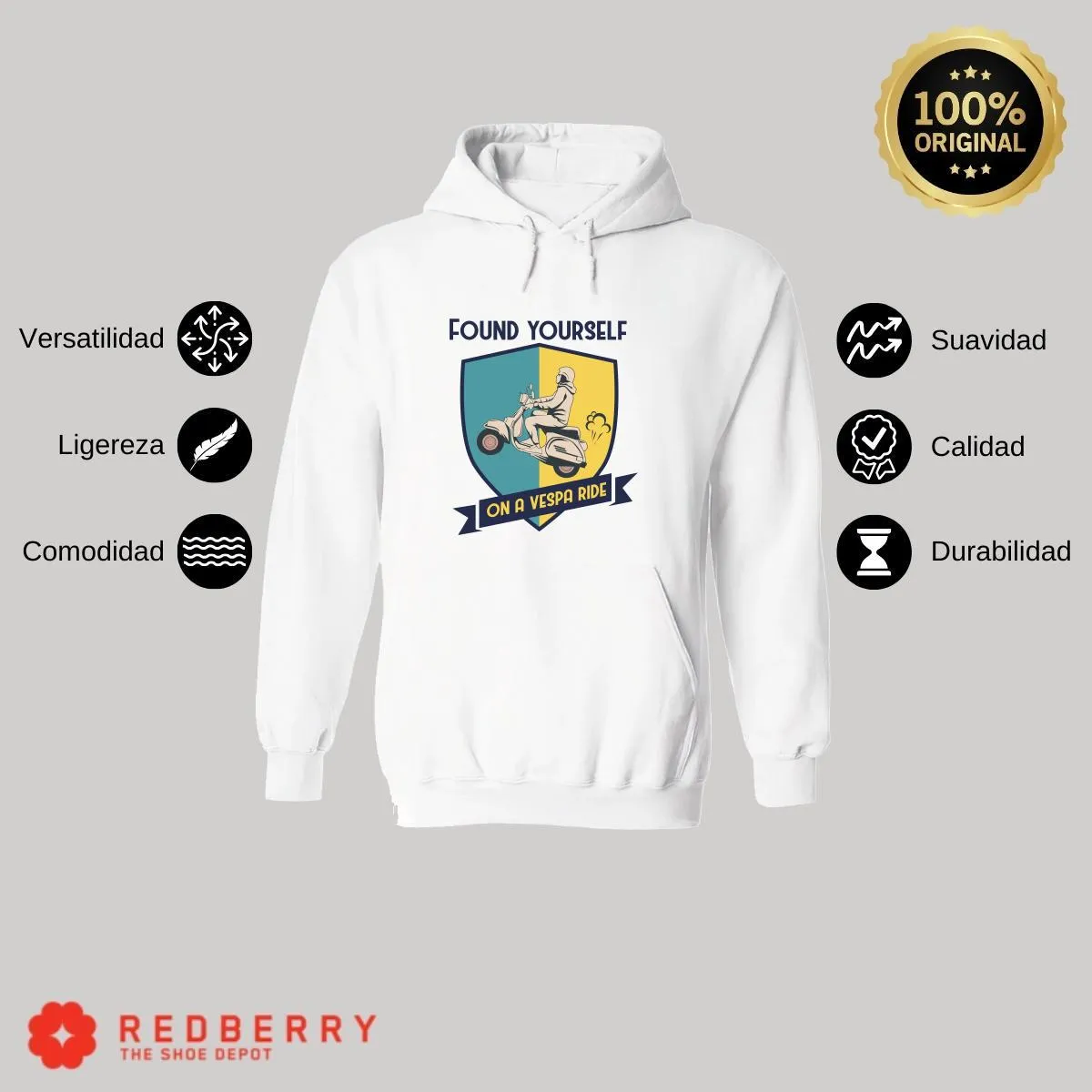 Sudadera Hombre  Hoodie Scooter Moto Biker Vintage 011