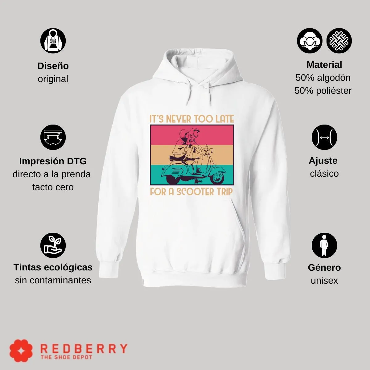 Sudadera Hombre  Hoodie Scooter Moto Biker Vintage 017