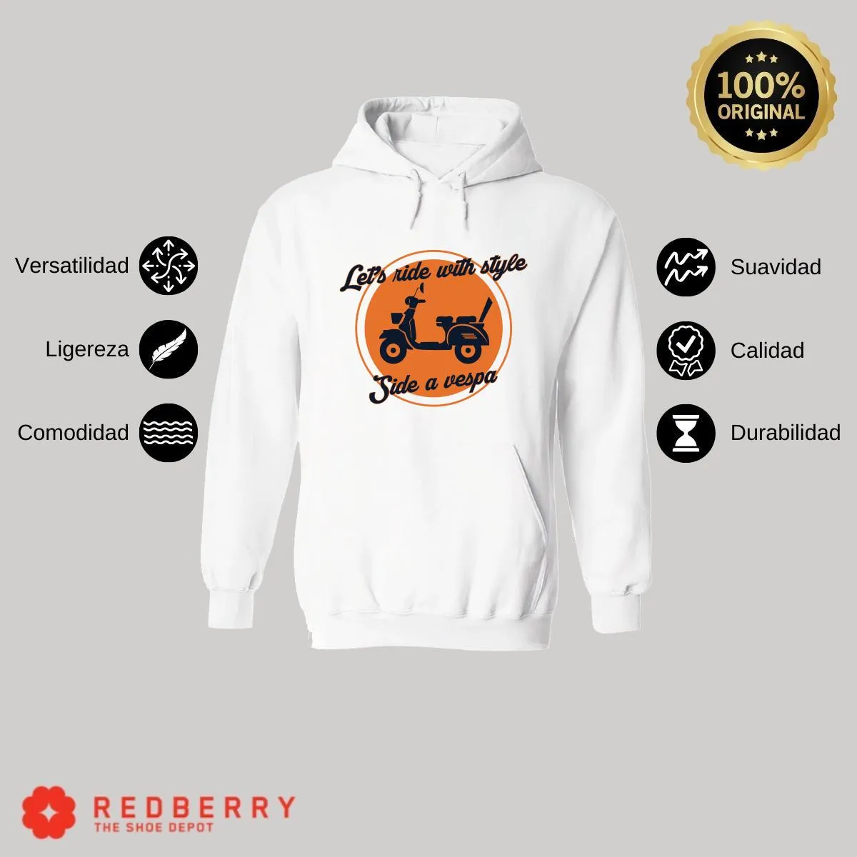 Sudadera Hombre  Hoodie Scooter Moto Biker Vintage 021