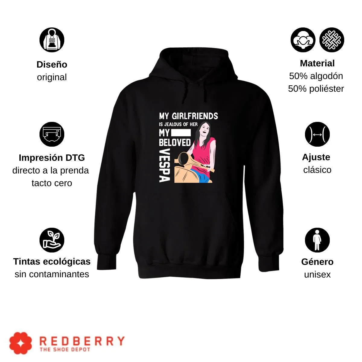 Sudadera Hombre  Hoodie Scooter Moto Biker Vintage 031