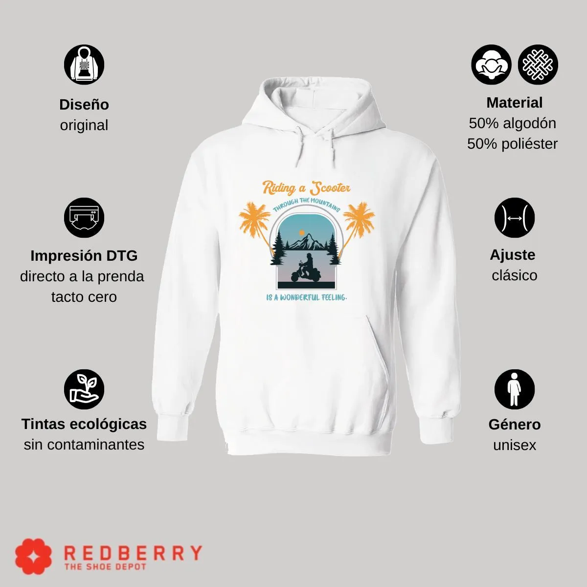 Sudadera Hombre  Hoodie Scooter Moto Biker Vintage 034