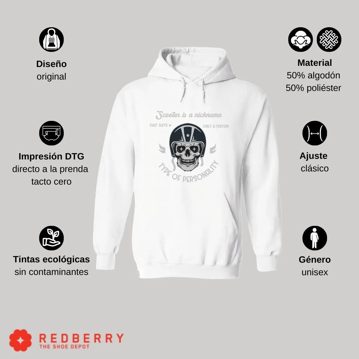 Sudadera Hombre  Hoodie Scooter Moto Biker Vintage 039