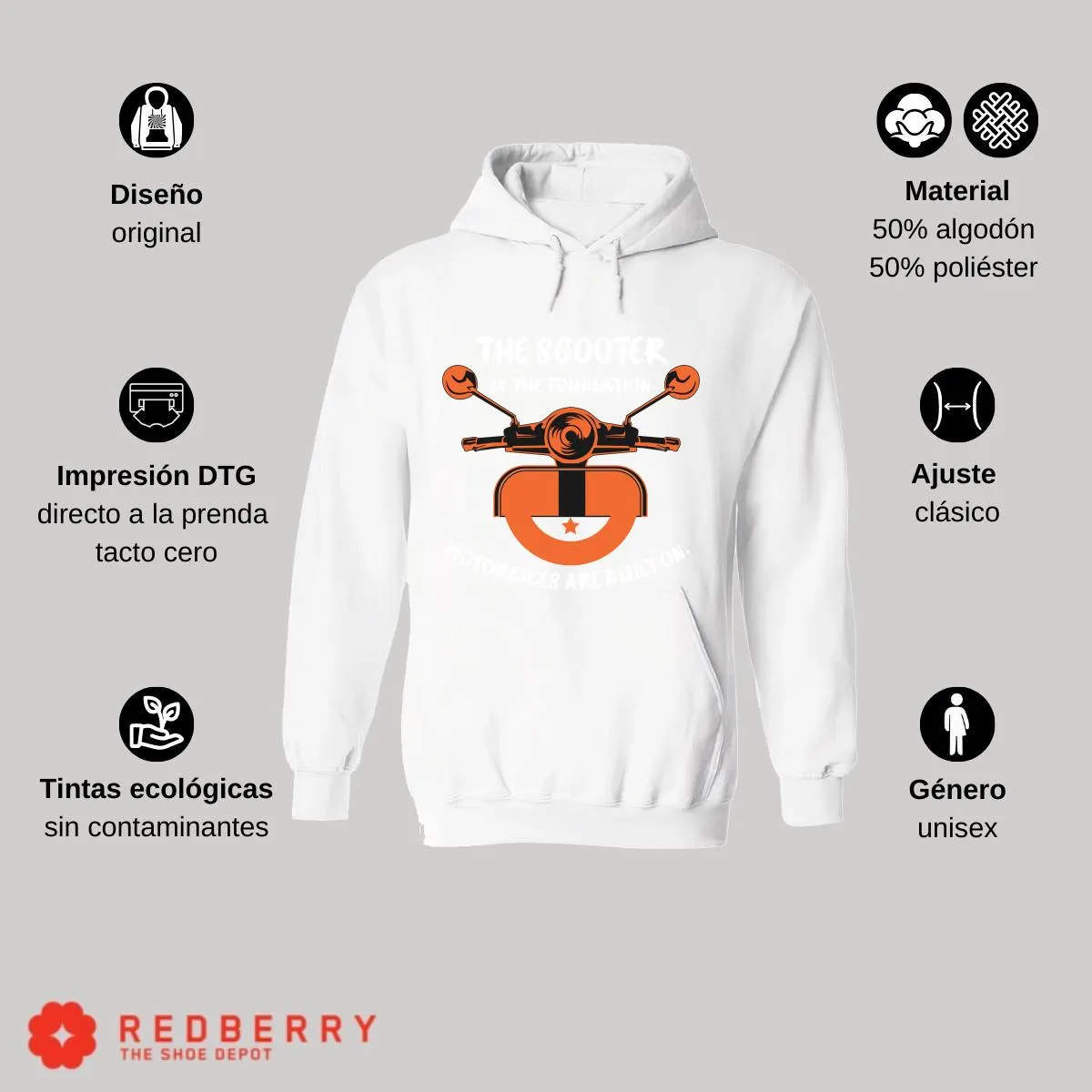 Sudadera Hombre  Hoodie Scooter Moto Biker Vintage 042