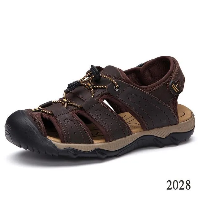 Summer men's leather breathable beach sandals