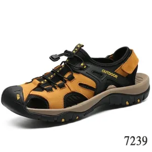 Summer men's leather breathable beach sandals