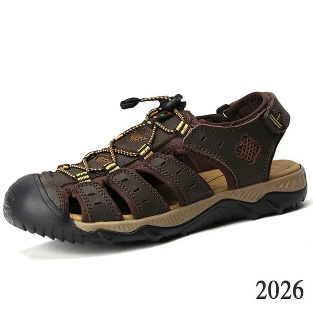 Summer men's leather breathable beach sandals