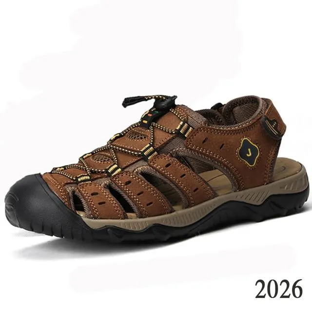 Summer men's leather breathable beach sandals