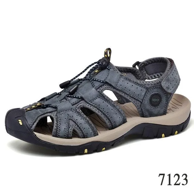 Summer men's leather breathable beach sandals