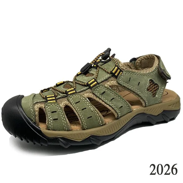 Summer men's leather breathable beach sandals