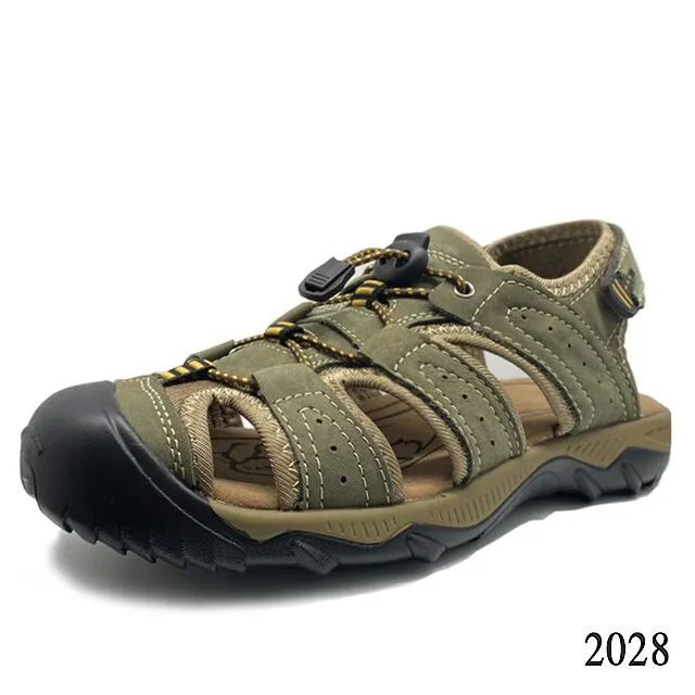 Summer men's leather breathable beach sandals