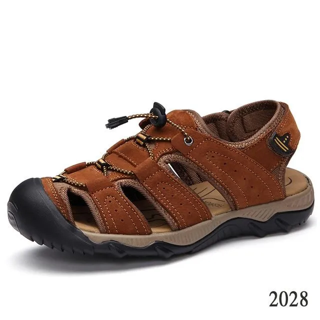 Summer men's leather breathable beach sandals
