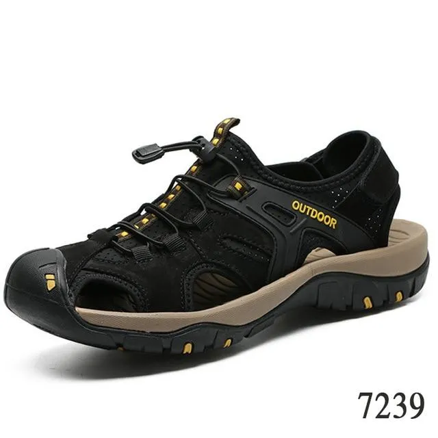 Summer men's leather breathable beach sandals