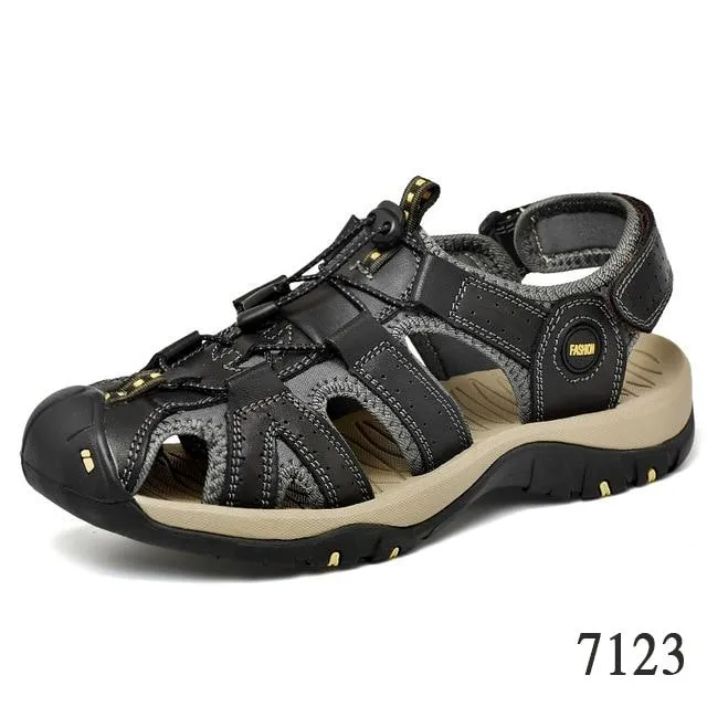 Summer men's leather breathable beach sandals