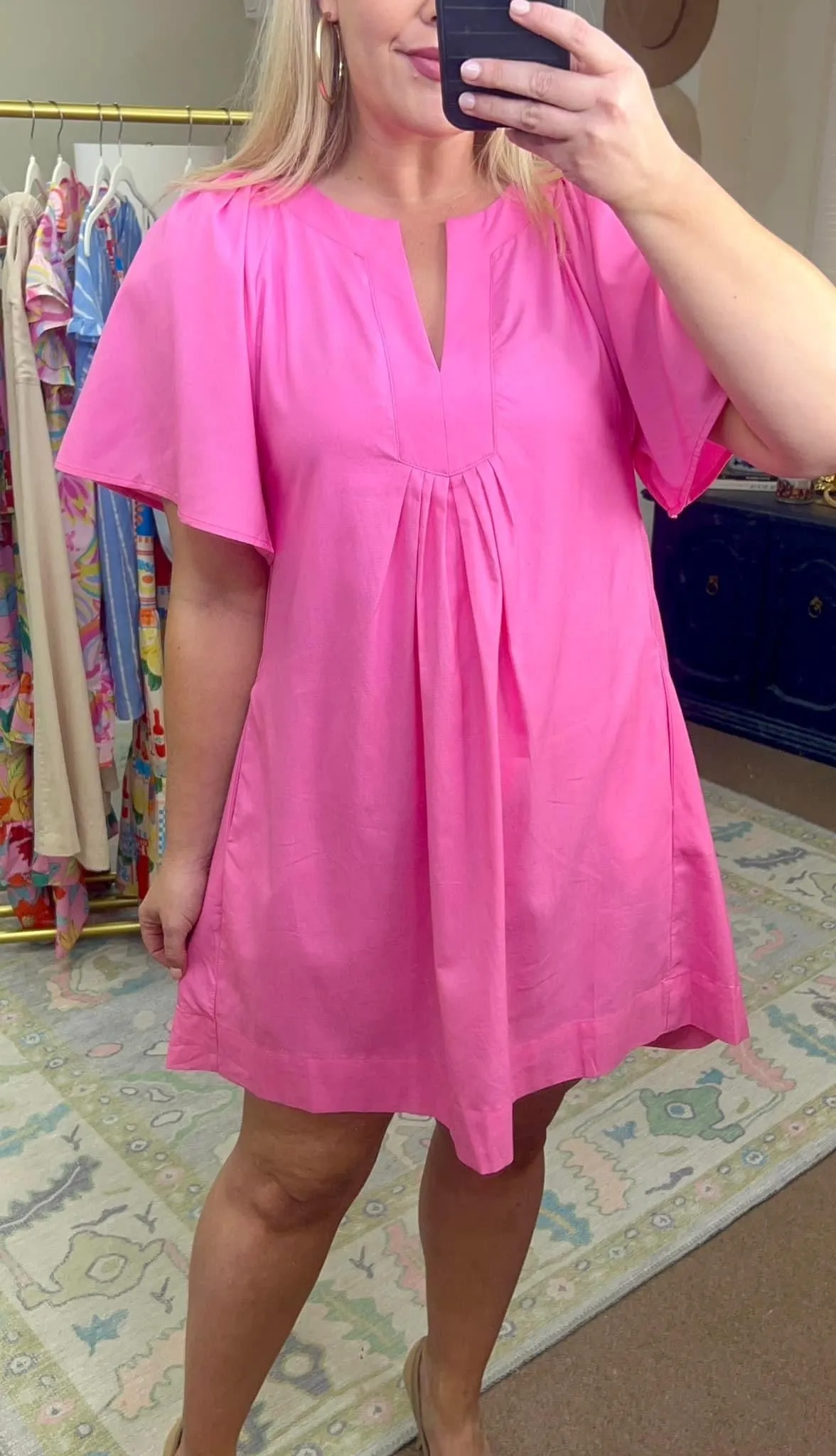 Sunday Sweetness Notched Neck Flutter Sleeve Dress