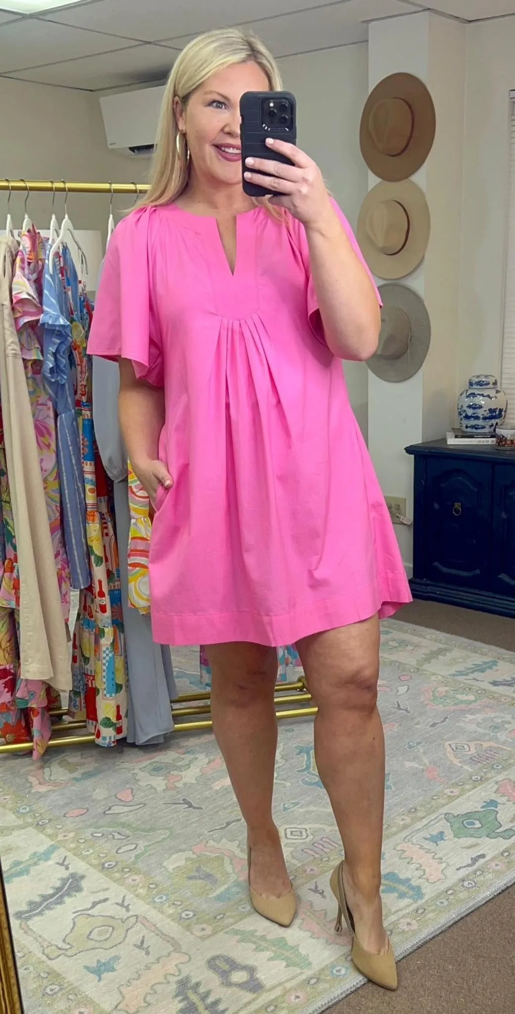 Sunday Sweetness Notched Neck Flutter Sleeve Dress