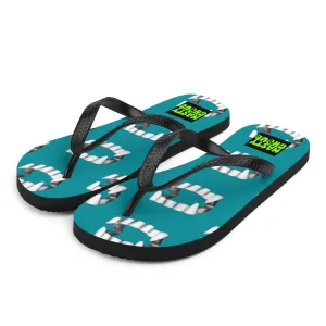 Teal Vampire Teeth Fang Flip-Flops All Over Print