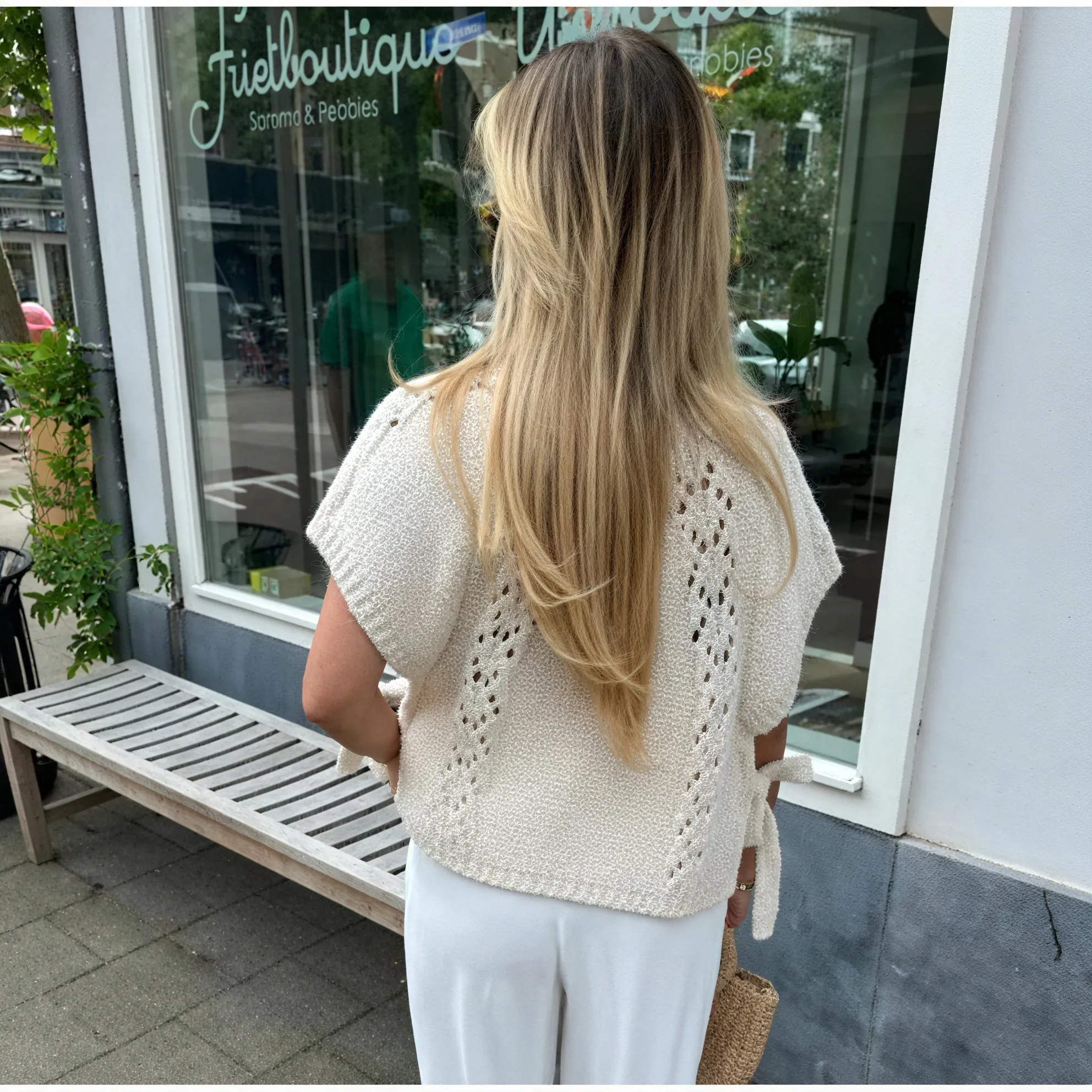 Textured Knit Top with Boat Neck